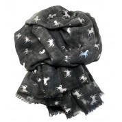 Scarf-Charcoal Horse SIL Foil